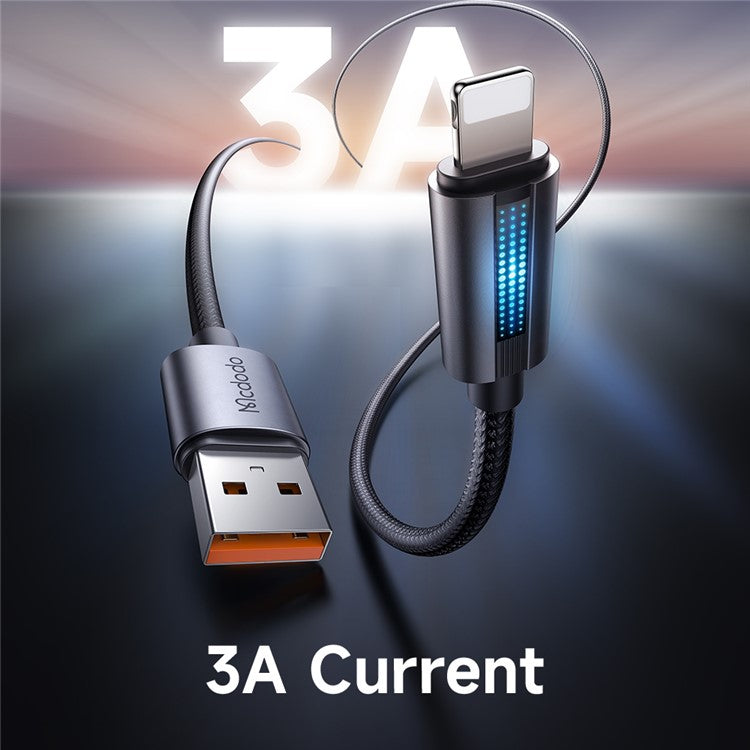 MCDODO CA-566 1.2m USB-A to Lightning Charging Cable 3A 480Mbps Data Cord with Breathing Light