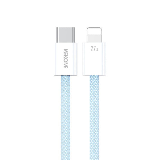 WEKOME WDC-21 1m PD 27W Fast Charging Data Cable USB-C to Lightning Nylon Braided Cord - Blue