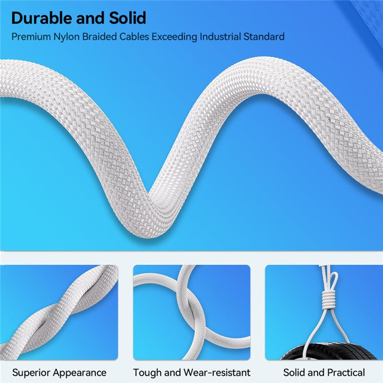 WEKOME WDC-21 1m PD 27W Fast Charging Data Cable USB-C to Lightning Nylon Braided Cord - White