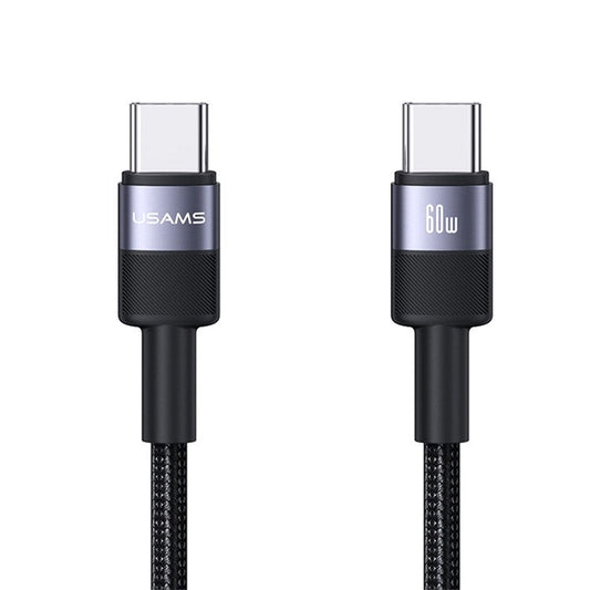 USAMS SJ724 SY Series 1.2m Type-C to Type-C Cable 60W Fast Charging Nylon Braided Data Cord - Tarnish