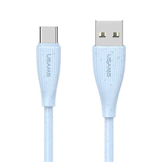 USAMS SJ714 Green Series 1m USB to Type-C Cable 3A PVC Fast Charging Cord Data Sync - Blue