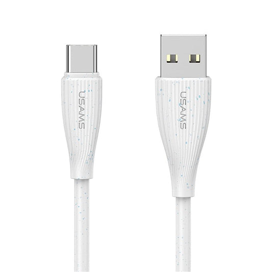 USAMS SJ714 Green Series 1m USB to Type-C Cable 3A PVC Fast Charging Cord Data Sync - White