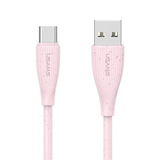 USAMS SJ714 Green Series 1m USB to Type-C Cable 3A PVC Fast Charging Cord Data Sync - Pink