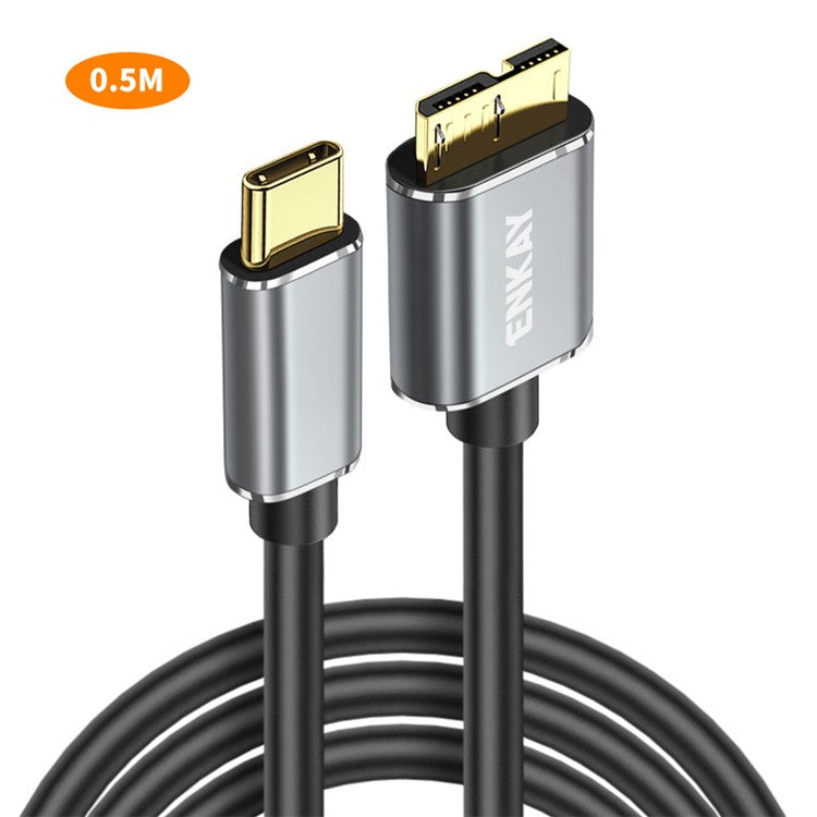 ENKAY HAT PRINCE 0.5m USB 3.1 Type-C to USB 3.0 Micro B Cable for Camera Hard Drive Charging Data Cable