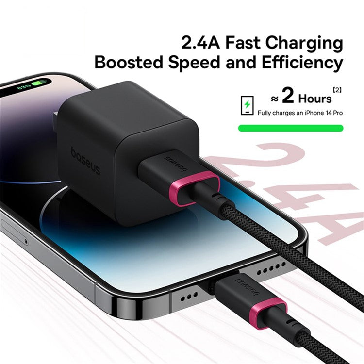 BASEUS New Cafule Series 2.4A Fast Charging Cable USB to iP Data Cord, Length: 2m - Red+Black
