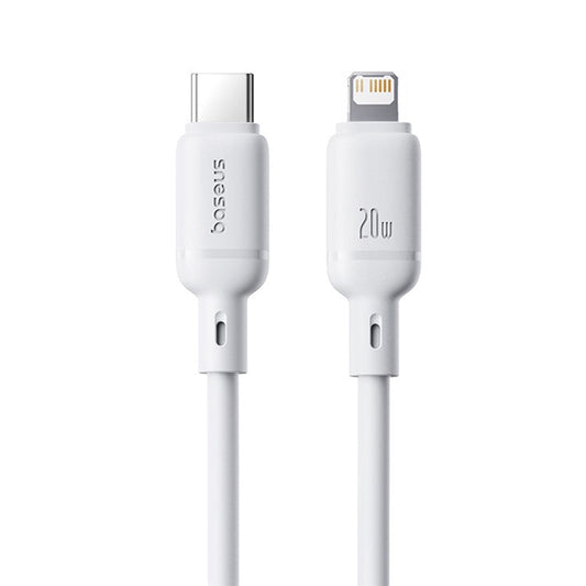 BASEUS Silky USB-C to iP Data Cord Flexible PVC PD 20W Fast Charging Cable, Length: 2m - White