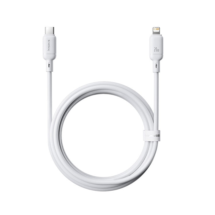 BASEUS Silky USB-C to iP Data Cord Flexible PVC PD 20W Fast Charging Cable, Length: 2m - White
