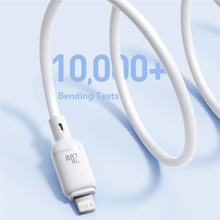 BASEUS Silky USB-C to iP Data Cord Flexible PVC PD 20W Fast Charging Cable, Length: 2m - Black