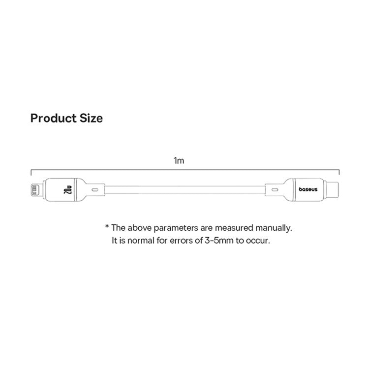 BASEUS Silky USB-C to iP Data Cord Flexible PVC PD 20W Fast Charging Cable, Length: 2m - Black