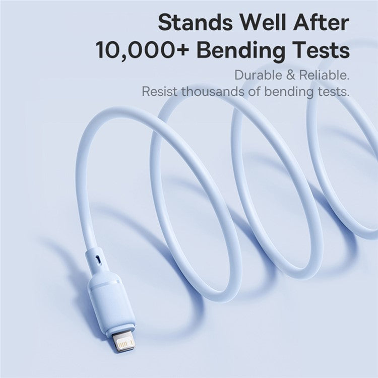 BASEUS Silky Fast Charging Cable USB to iP Flexible PVC 2.4A Data Cord, Length: 1m - White