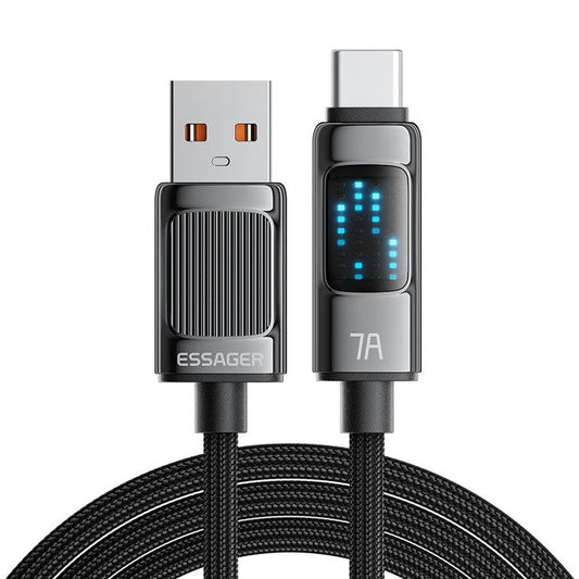 ESSAGER Dazzling Light Effect 1m USB-A to Type-C 7A Data Cable Phone Tablet Fast Charging Cord