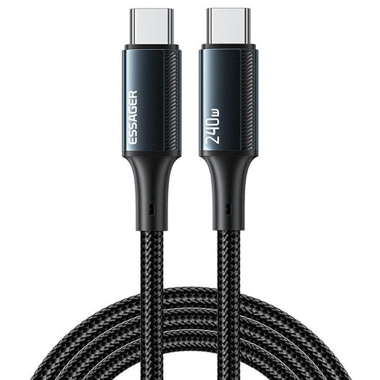 ESSAGER 1m Type-C to Type-C PD 240W Fast Charging Cord Braided Data Cable - Blue