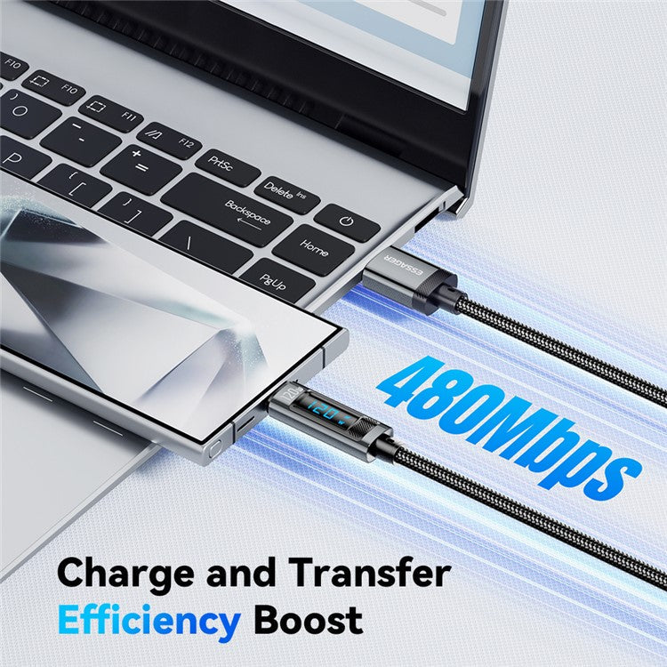 ESSAGER EXC120-HCA0G-P 2m USB-A to Type-C for Xiaomi Fast Charging 120W Digital Display Data Cable
