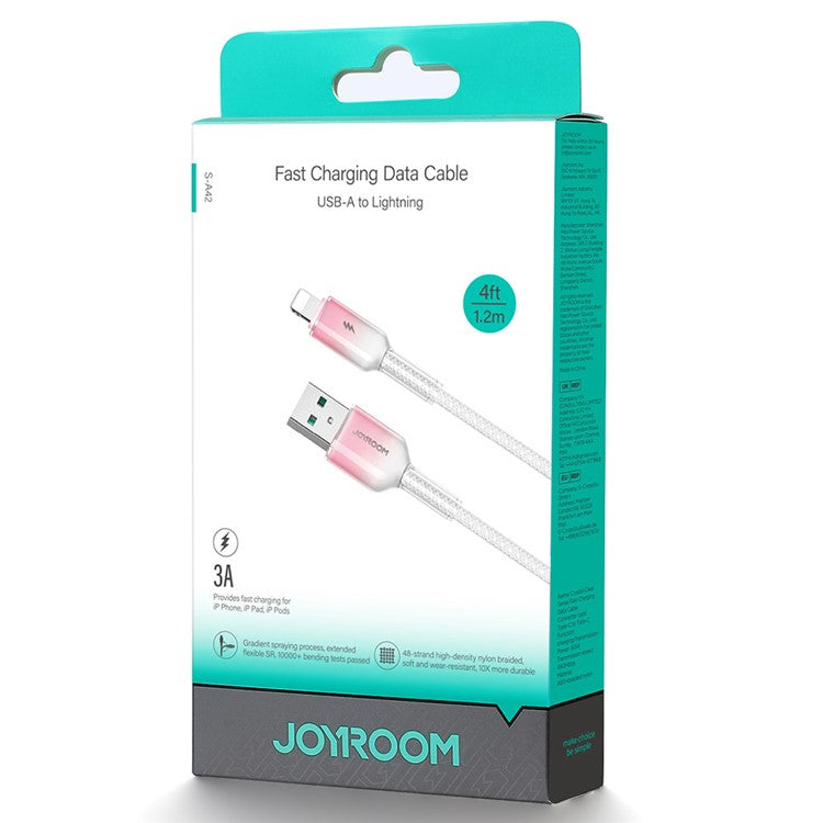 JOYROOM S-A42 1.2m 3A USB-A to Lightning Fast Charging Data Cable Nylon Braided Cord - White