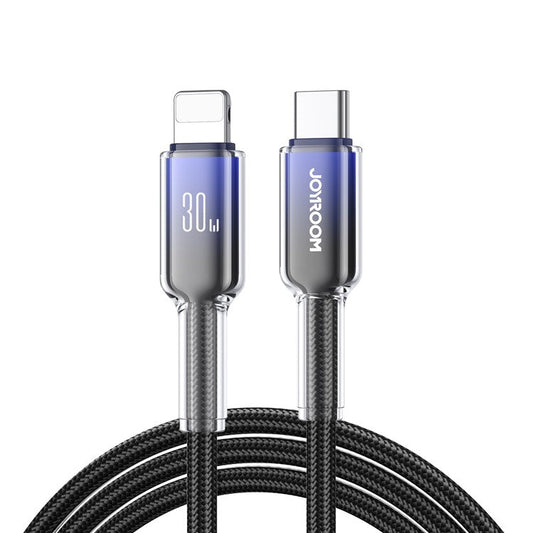 JOYROOM S-A42 1.2m PD 30W Fast Charging Data Cable USB-A to Lightning Nylon Braided Cord - Black