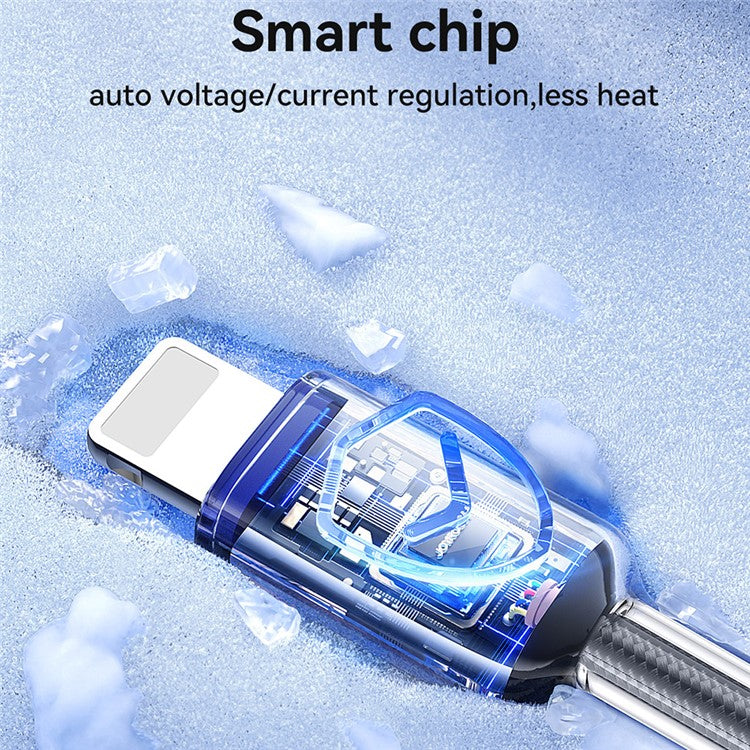JOYROOM S-A42 1.2m PD 30W Fast Charging Data Cable USB-A to Lightning Nylon Braided Cord - White