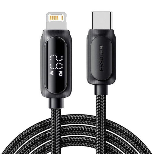 ESSAGER 2m Type-C to Lightning 29W Digital Display Cable Phone Fast Charging Cord