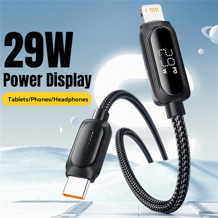 ESSAGER 1m Type-C to Lightning 29W Digital Display Phone Fast Charging Data Cable