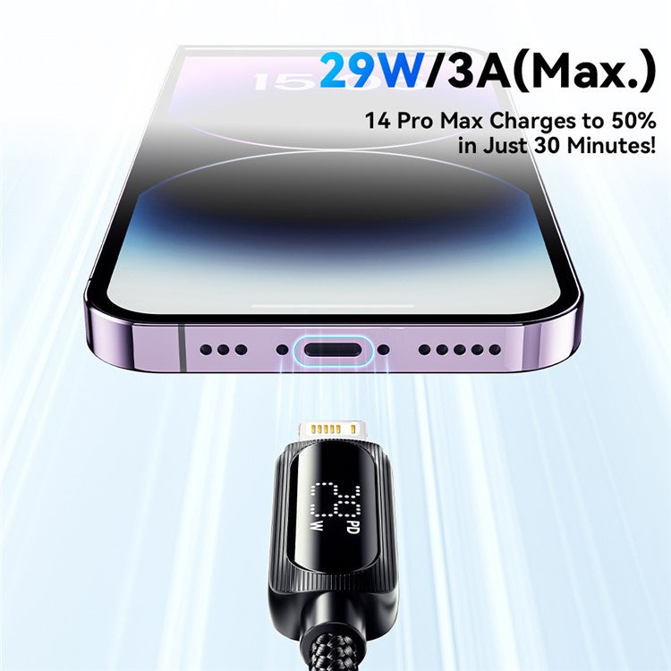 ESSAGER 1m Type-C to Lightning 29W Digital Display Phone Fast Charging Data Cable