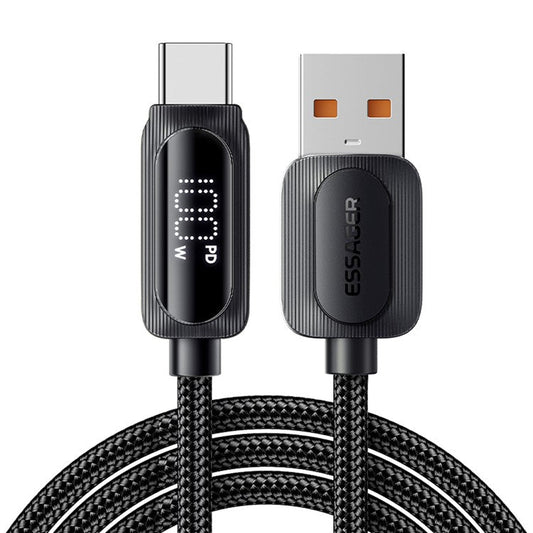 ESSAGER 1m USB-A to Type-C 7A Fully Compatible Data Cable Digital Display Phone Fast Charging Cord