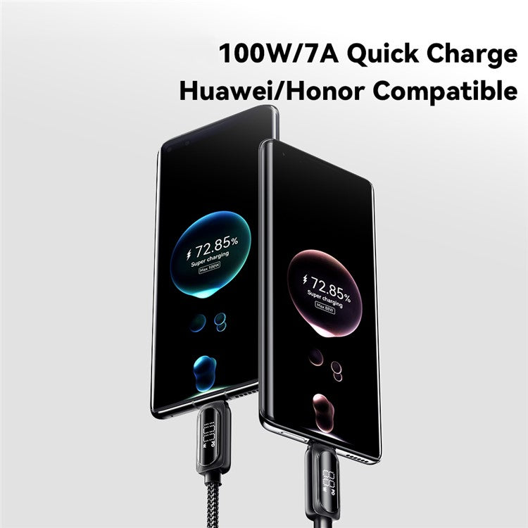 ESSAGER 2m USB-A to Type-C 7A Fully Compatible Digital Display Fast Charging Data Cable