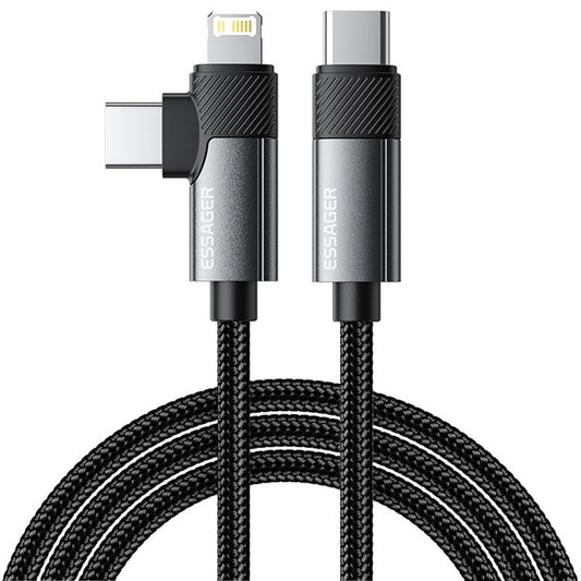 ESSAGER 1m Type-C to Lightning+Type-C PD 65W Phone Fast Charging Data Cable
