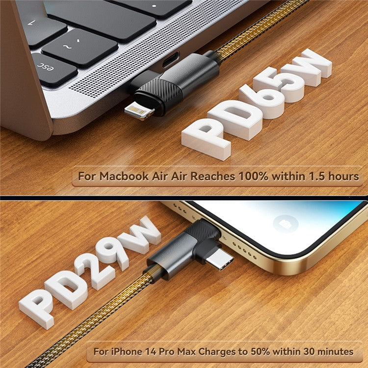 ESSAGER 1m Type-C to Lightning+Type-C PD 65W Phone Fast Charging Data Cable