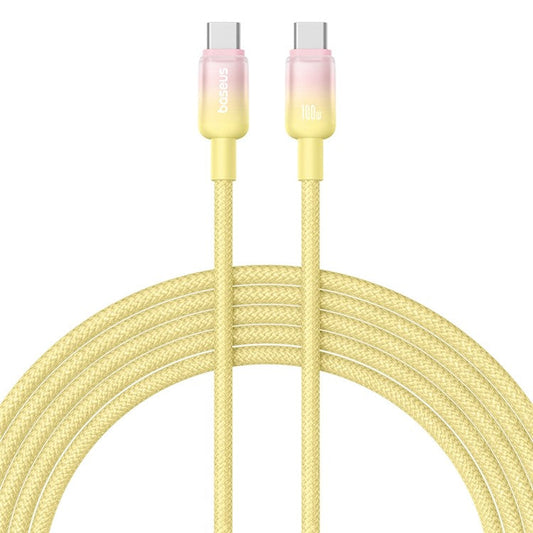 BASEUS Discolor Series 1m Fast Charging Cable USB-C to USB-C 100W Nylon Braided Data Cord - Yellow