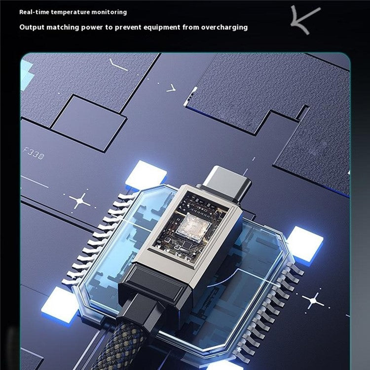 WEKOME WDC-41 Raython Series Type-C to Type-C 100W Super Fast Charging Data Cable with Smart Digital Display