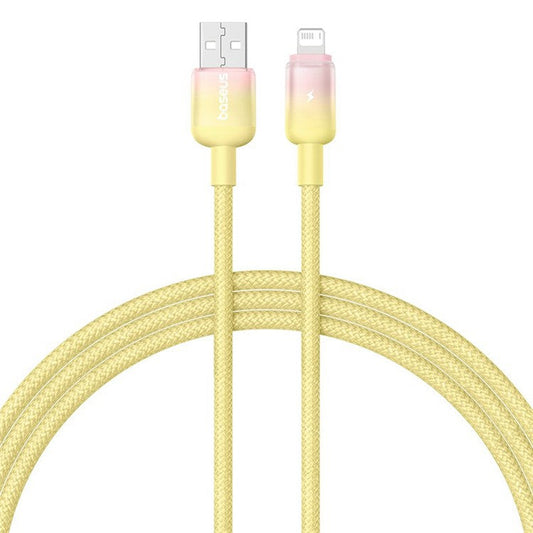 BASEUS Discolor Series 1m Fast Charging Cable USB-A to iP 2.4A Nylon Braided Data Cord - Yellow