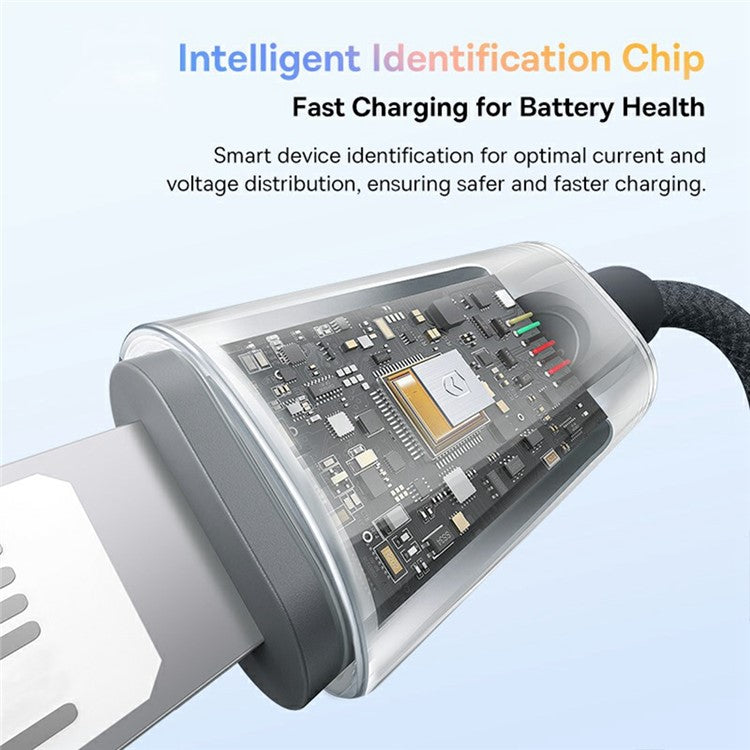 BASEUS Discolor Series 1m Fast Charging Cable USB-A to iP 2.4A Nylon Braided Data Cord - Black