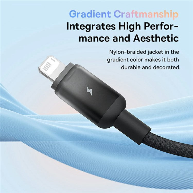 BASEUS Discolor Series 1m Fast Charging Cable USB-A to iP 2.4A Nylon Braided Data Cord - Black