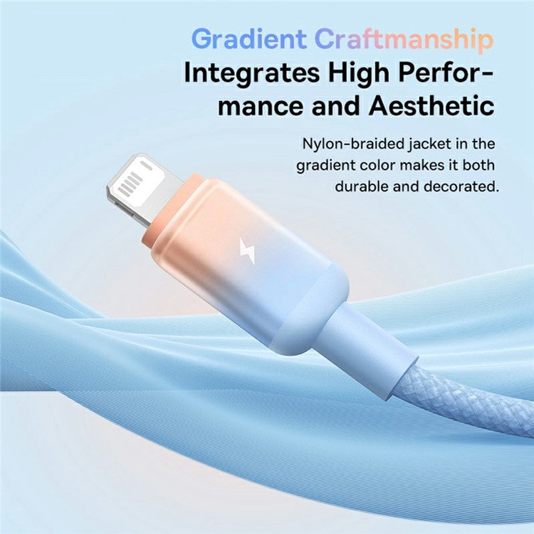 BASEUS Discolor Series 1m Fast Charging Cable USB-A to iP 2.4A Nylon Braided Data Cord - Blue