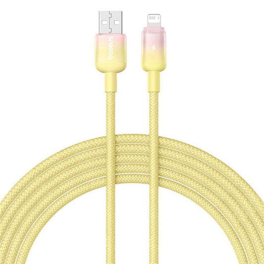 BASEUS Discolor Series 2m Fast Charging Cable USB-A to iP 2.4A Nylon Braided Data Cord - Yellow