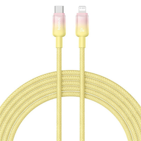 BASEUS Discolor Series 2m Fast Charging Cable Type-C to iP 20W Nylon Braided Data Cord - Yellow