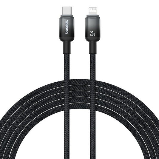 BASEUS Discolor Series 2m Fast Charging Cable Type-C to iP 20W Nylon Braided Data Cord - Black