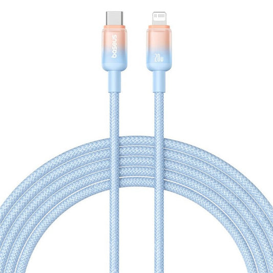 BASEUS Discolor Series 2m Fast Charging Cable Type-C to iP 20W Nylon Braided Data Cord - Blue