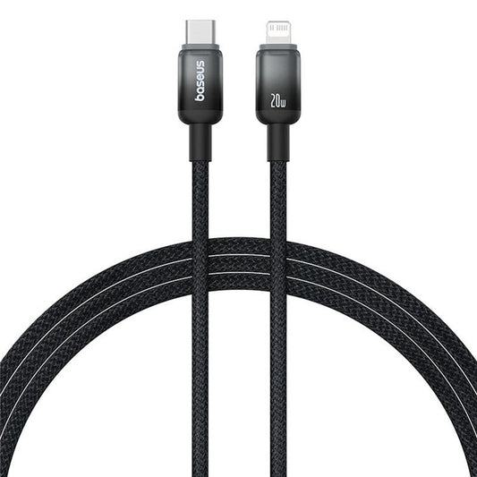 BASEUS Discolor Series 1m Fast Charging Cable Type-C to iP 20W Nylon Braided Data Cord - Black