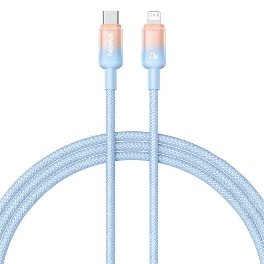BASEUS Discolor Series 1m Fast Charging Cable Type-C to iP 20W Nylon Braided Data Cord - Blue