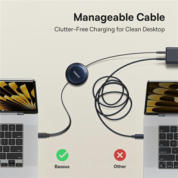 BASEUS Nomos USB-C to USB-C Retractable 100W Fast Charging Cable 1.5m, Black