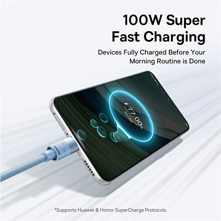 BASEUS StarSpeed One-for-Three USB-A to Type-C+iP+Micro 100W Fast Charging Cable Compatible with 7.5W - Blue