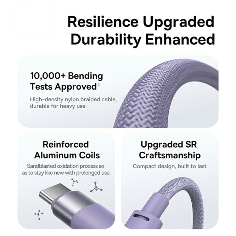 BASEUS StarSpeed One-for-Three USB-A to Type-C+iP+Micro 100W Fast Charging Cable Compatible with 7.5W - Purple