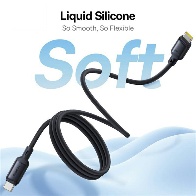 BASEUS Picogo 1m Magnetic Liquid Silicone Fast Charging Cable USB-C to USB-C 240W Data Cord - Black