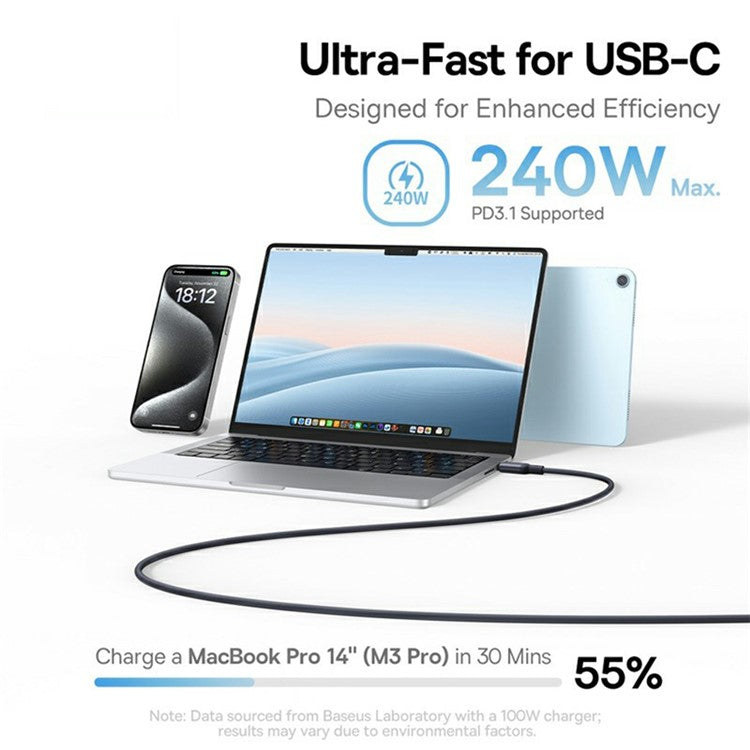 BASEUS PicoGo 1m Magnetic Liquid Silicone Fast Charging Cable USB-C to USB-C 240W Data Cord - Pink