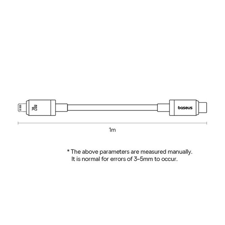 BASEUS 1m Titanium Alloy 20W Fast Charging USB-C to iP Data Cable Nylon Braided Wire