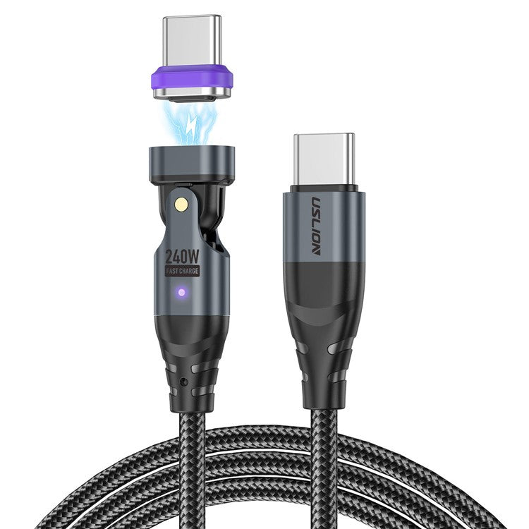 USLION US0203 1m 180-Degree Rotatable Connector 240W Data Cable Magnetic Charging Cable - USB-C To USB-C