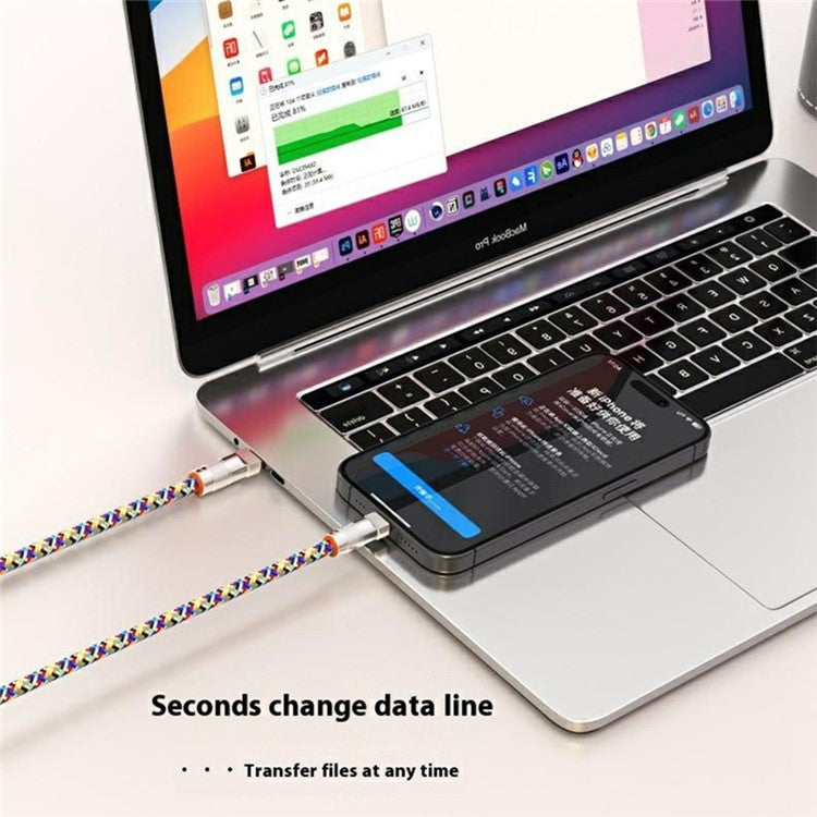 30cm 2-in-1 PD 66W Type-C Charging Cable Cell Phone Wrist Strap Data Cable with Zinc Alloy Buckle, Tether Tab - Sapphire