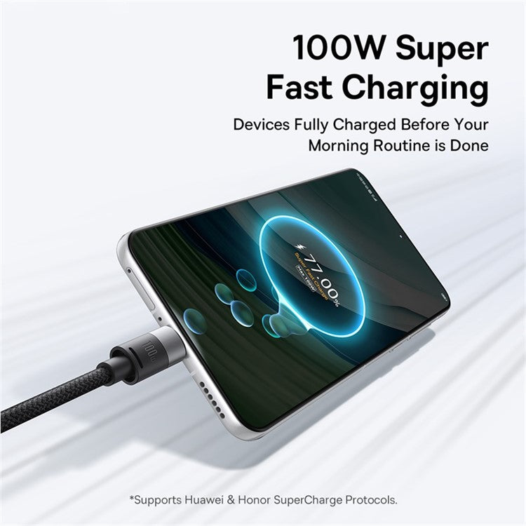 BASEUS Starspeed One-For-Three Fast Charging Cable USB-A to Type-C+Lightning+Micro Compatible with 100W / 18W - Black