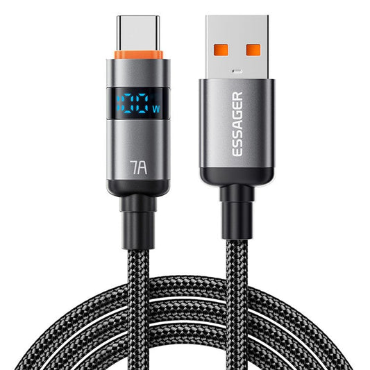 ESSAGER ES-X61 1m USB to Type-C Cable 7A Digital Display Phone Fast Charging Data Cord