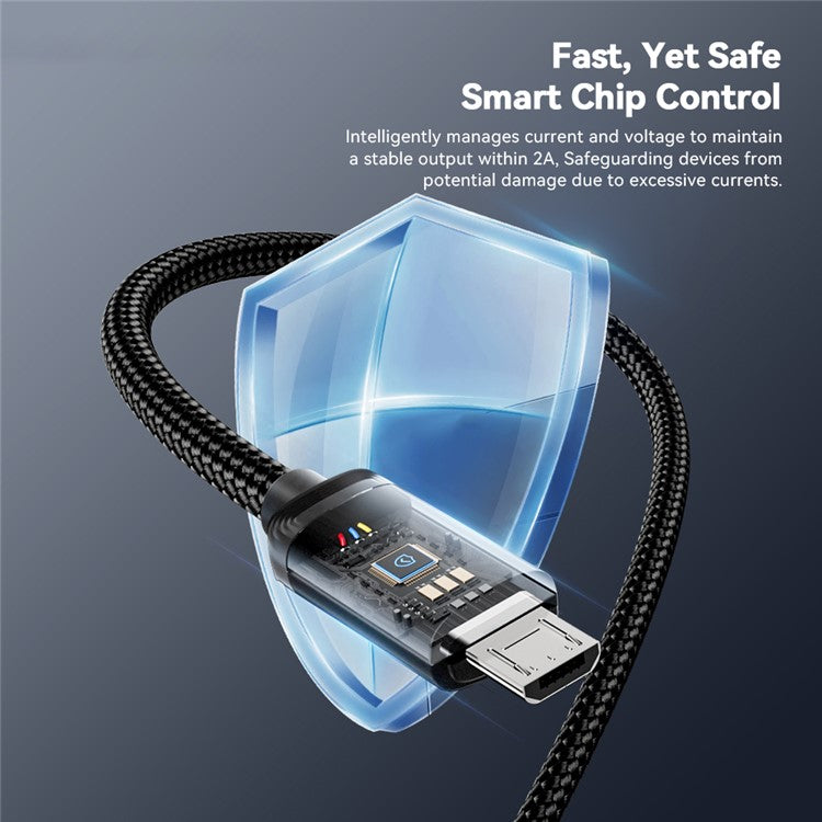 ESSAGER ES-X60 2m USB to Micro Phone Charging Cable Braided Data Cable